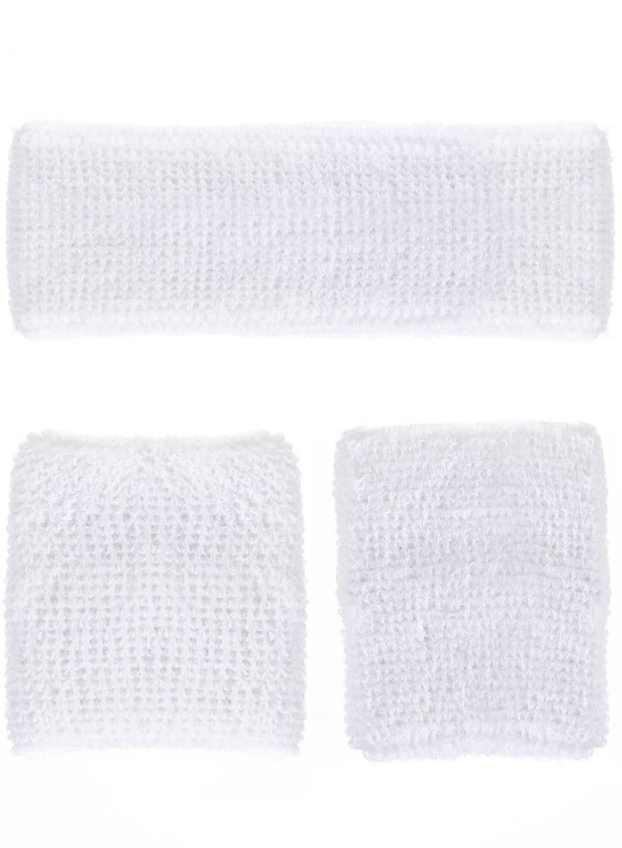 White 1980's Tennis Sweatbands Costume Accessory Set
