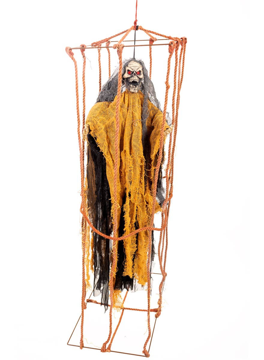 Light Up Animated Caged Skeleton Halloween Decoration