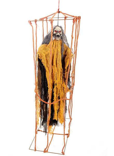 Light Up Animated Caged Skeleton Halloween Decoration