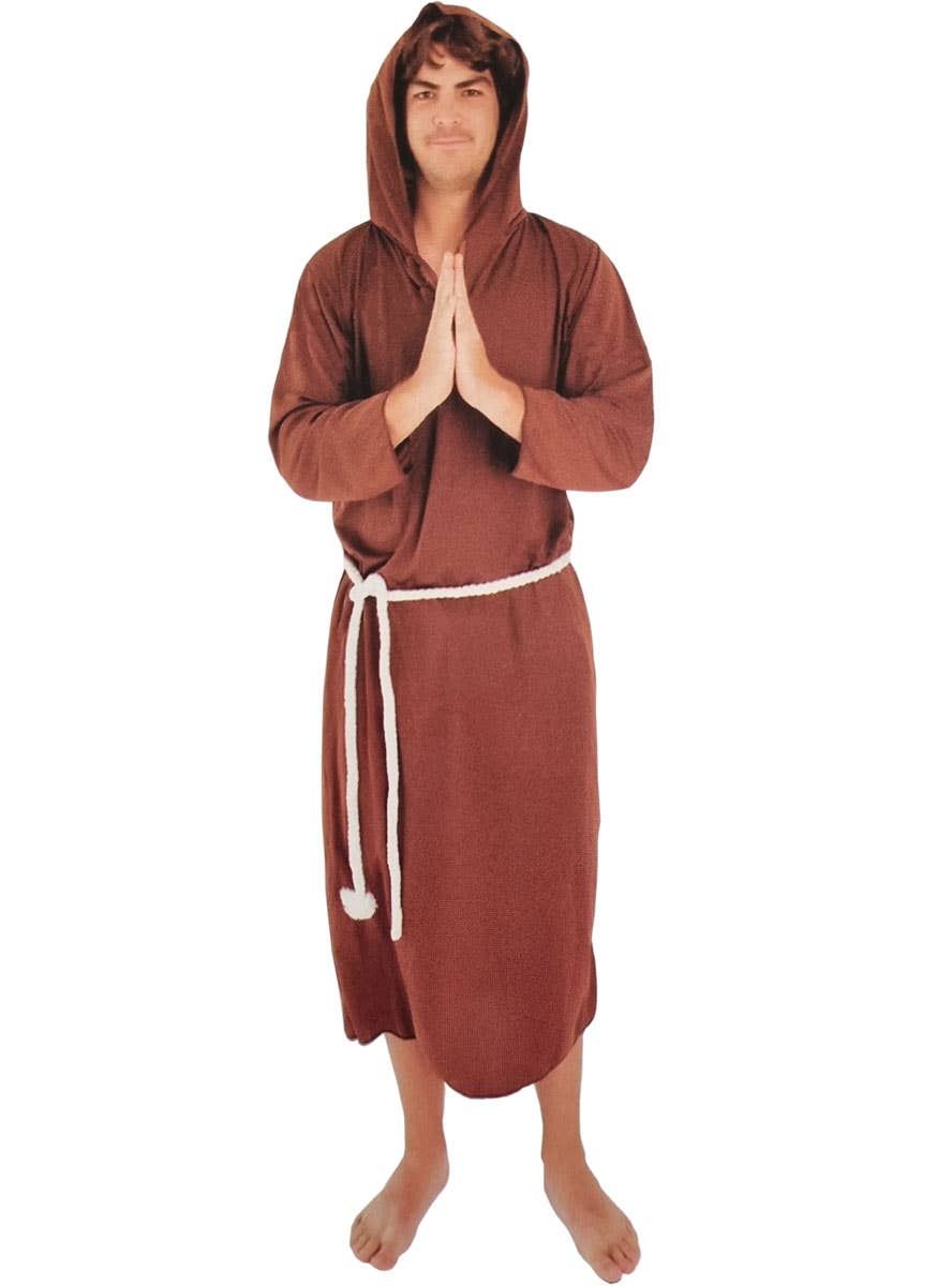 Brown Monk Mens Costume | Religious Monk Fancy Dress Costume