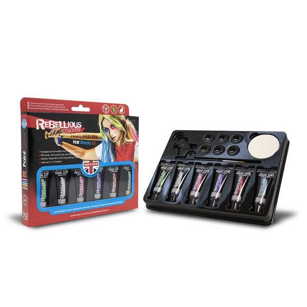 Harley Quinn Vibrant Hair Streaks 6 Colour Temporary Hair Dye Kit 4