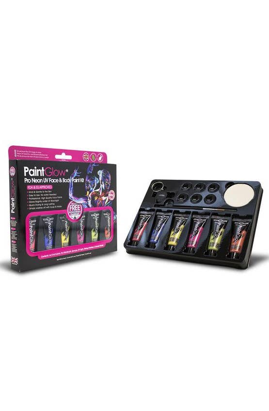Pro Neon 6 Colour UV Reactive Face and Body Costume Festival Makeup Kit 2