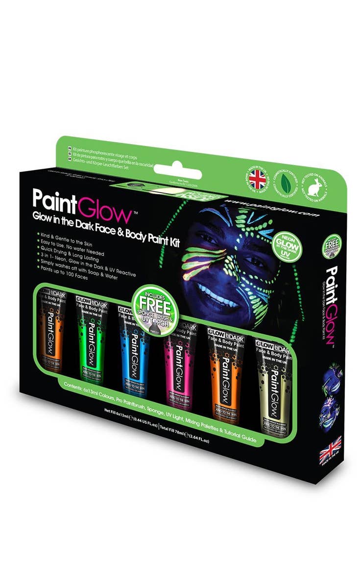 6 Colour Neon Glow in the Dark and UV Costume Festival Makeup Kit