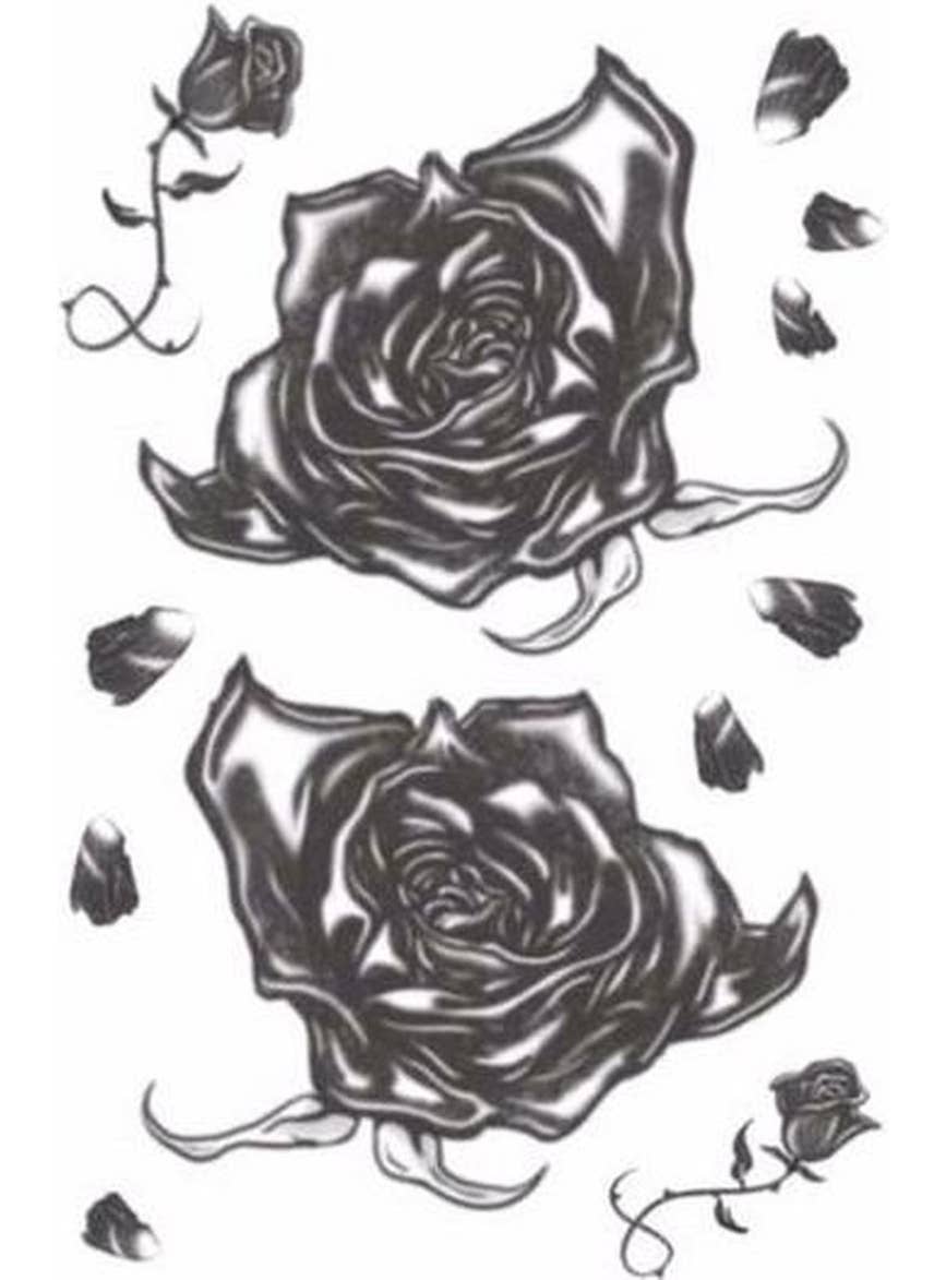 Tinsley Transfers Gothic Black Roses Temporary Tattoo - Alternative Image
