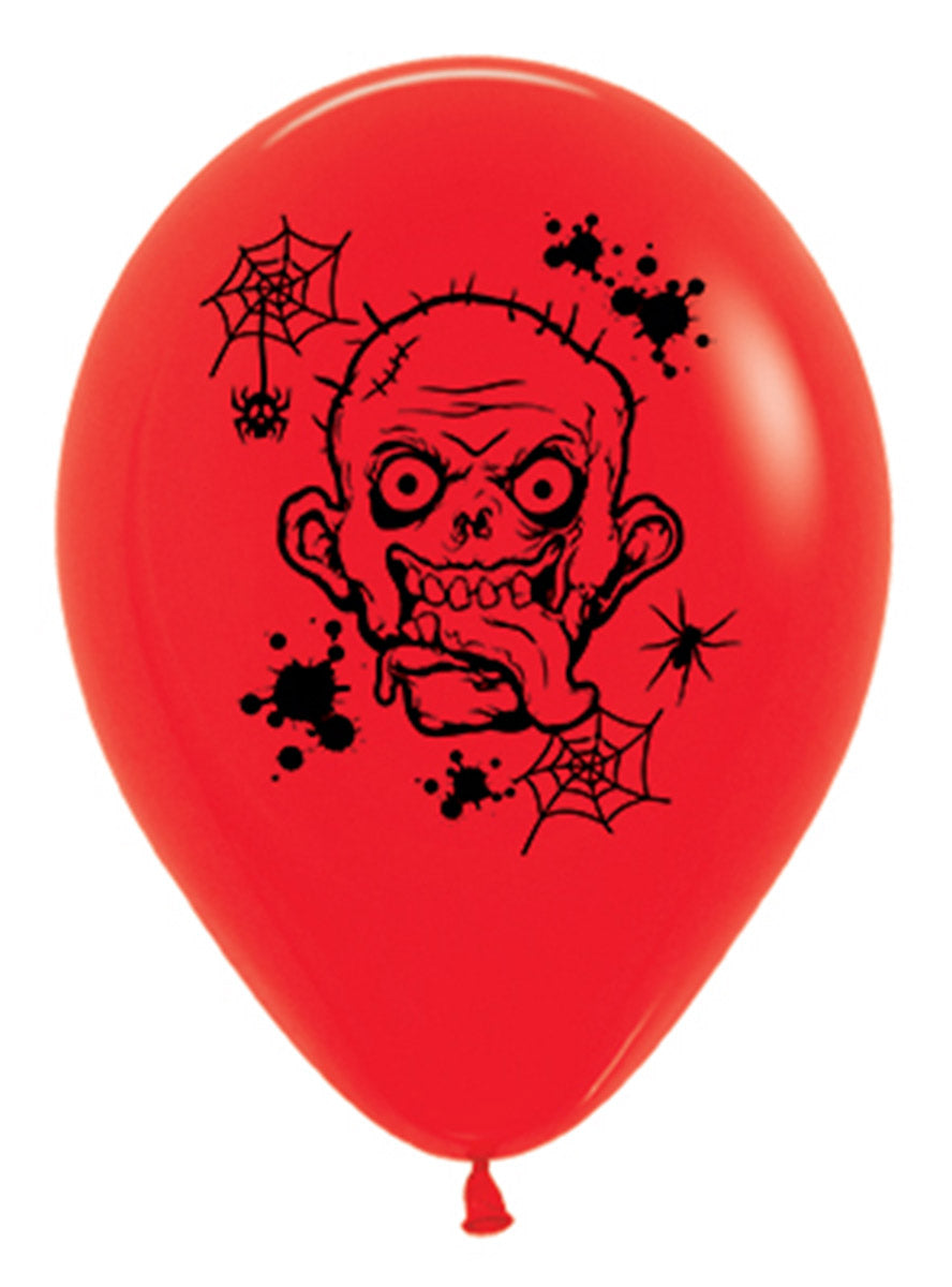 Zombie Face 6 Pack Red Latex Balloons - Main Image