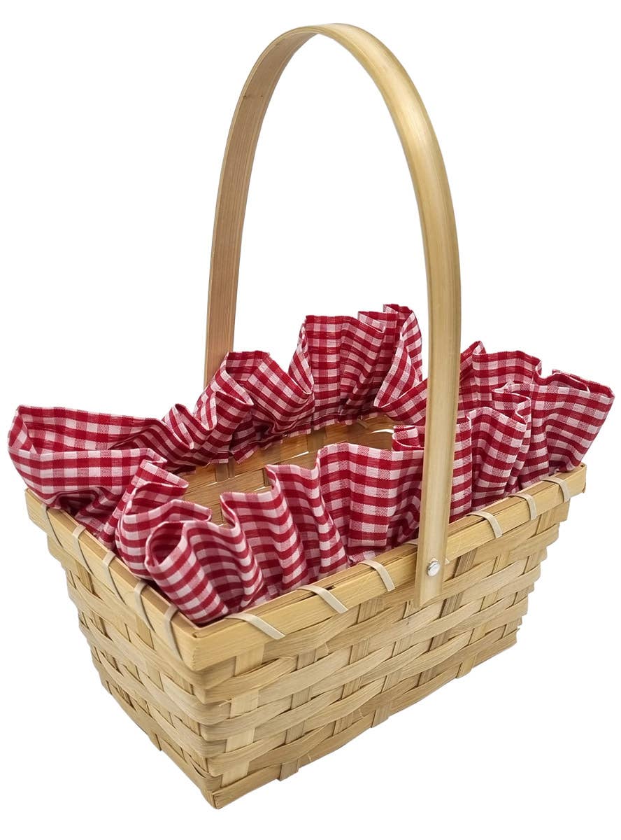 Image of Red Riding Hood Gingham Wicker Basket Costume Accessory
