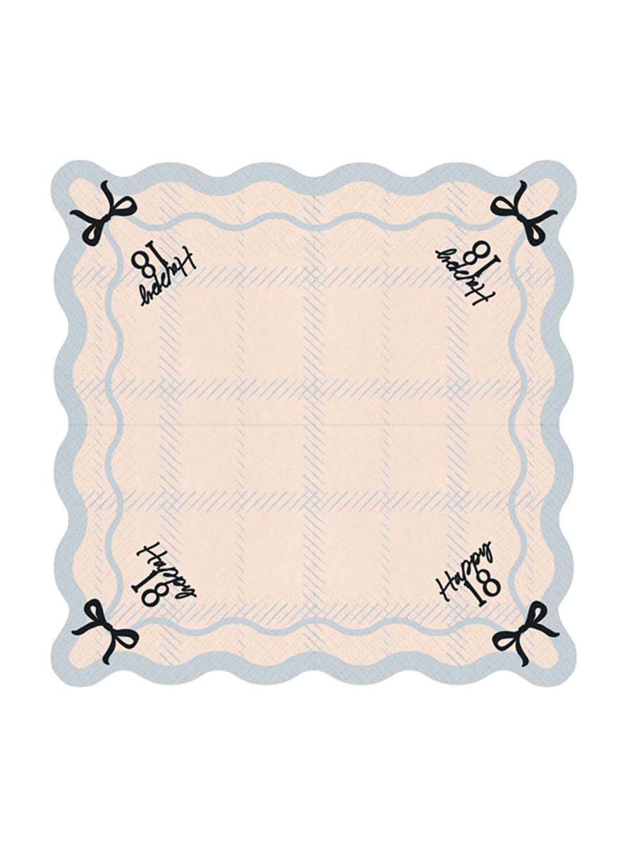Happy 18th 12 Pack Party Napkins - Unfolded Image