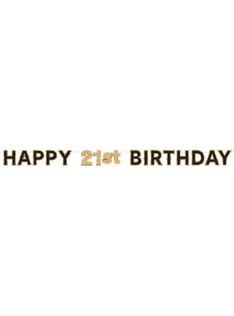 Image of Happy 21st Birthday Black And Gold Banner