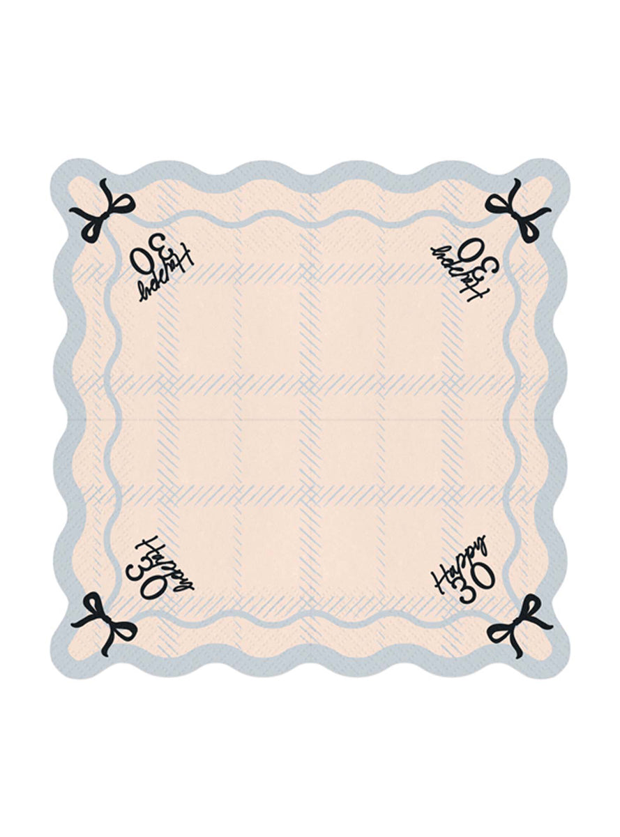 Happy 30th 12 Pack Party Napkins - Unfolded Image