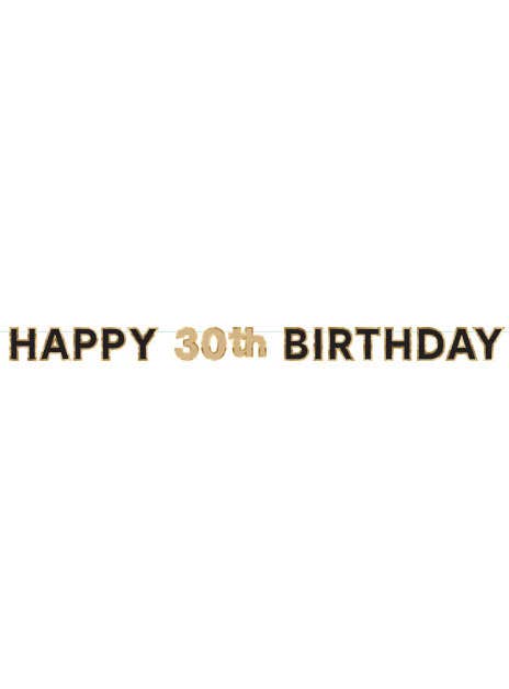 Image of Happy 30th Birthday Black And Gold Banner