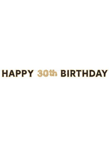 Image of Happy 30th Birthday Black And Gold Banner