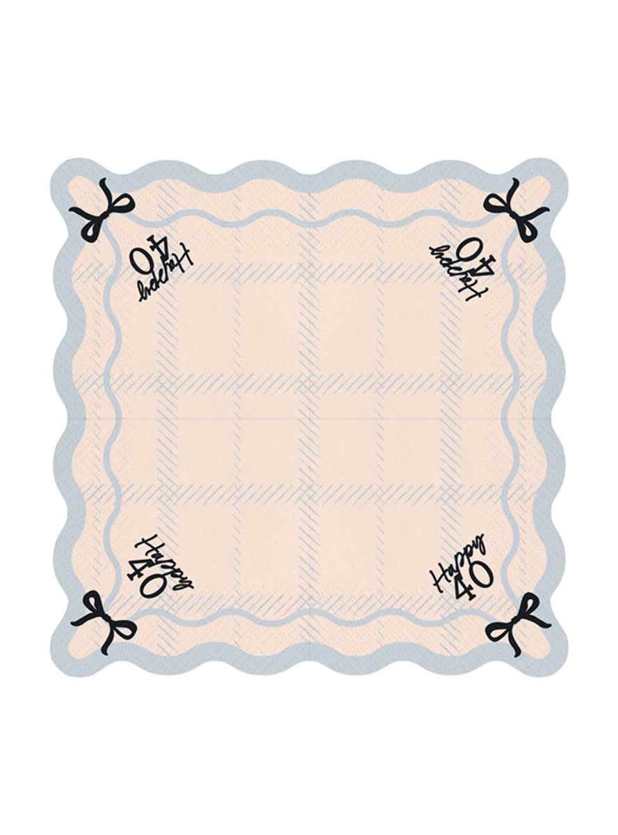 Happy 40th 12 Pack Party Napkins - Unfolded Image
