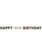 Image of Happy 40th Birthday Black And Gold Banner