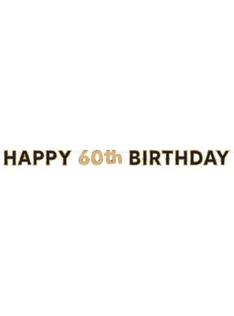 Image of Happy 60th Birthday Black And Gold Banner