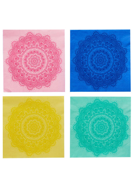 Happy Diwali 16 Pack Colourful Mandala Lunch Napkins - Main Image
