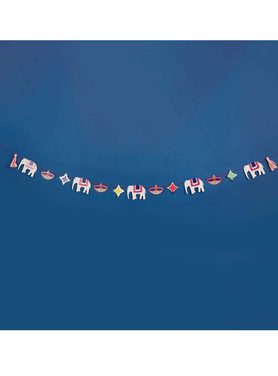 Happy Diwali 250cm Long Elephants And Tassels Garland - Lifestyle Image