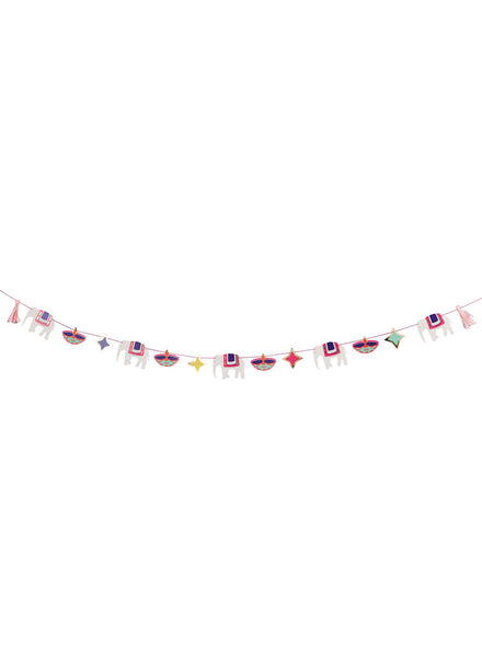 Happy Diwali 250cm Long Elephants And Tassels Garland - Main Image