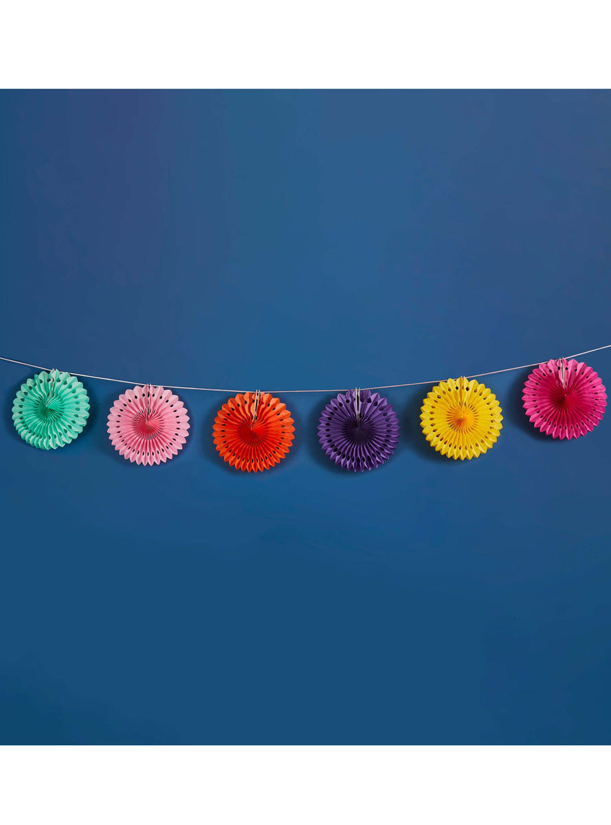 Happy Diwali 2m Long Colourful Paper Fan Garland - Lifestyle Image