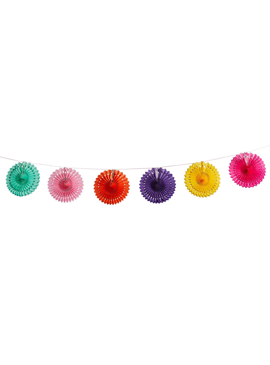 Happy Diwali 2m Long Colourful Paper Fan Garland - Main Image