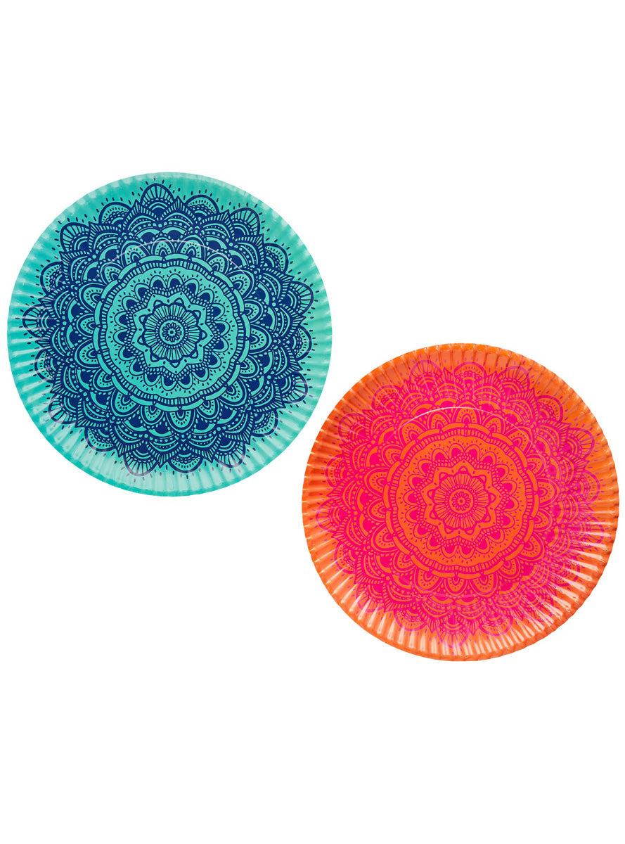 Happy Diwali 35cm Colourful Mandala 2 Pack Paper Plates - Main Image