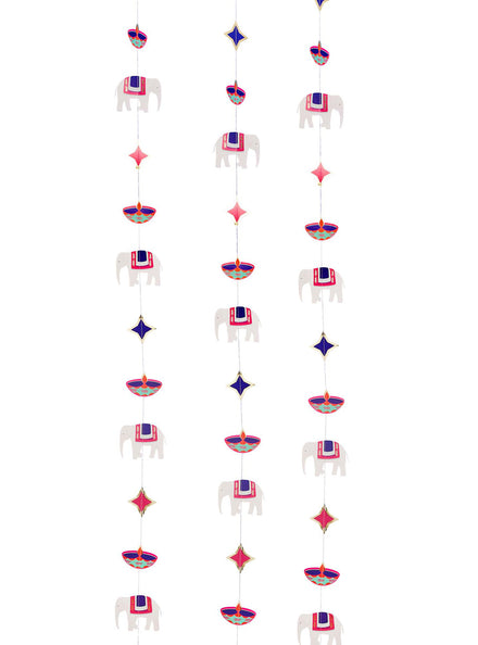 Happy Diwali 5m Long Elephants Hanging Card Decorations - Main Image