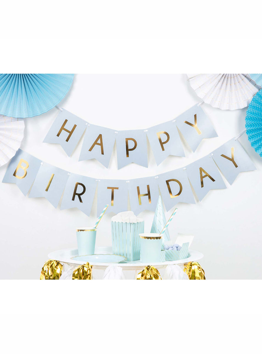 Happy Birthday 175cm Light Blue Party Bunting - Lifestyle Image