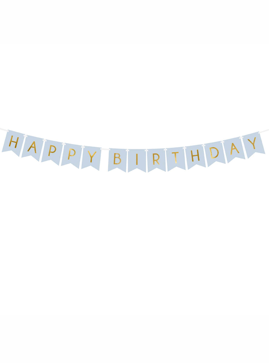 Happy Birthday 175cm Light Blue Party Bunting - Main Image