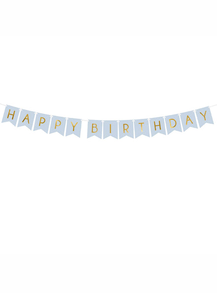 Happy Birthday 175cm Light Blue Party Bunting - Main Image