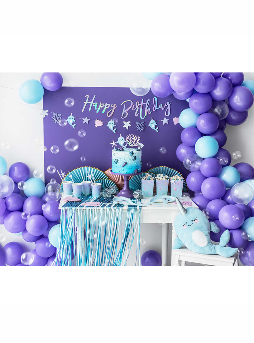 Happy Birthday 62cm Iridescent Rainbow Script Party Banner - Lifestyle Image 2