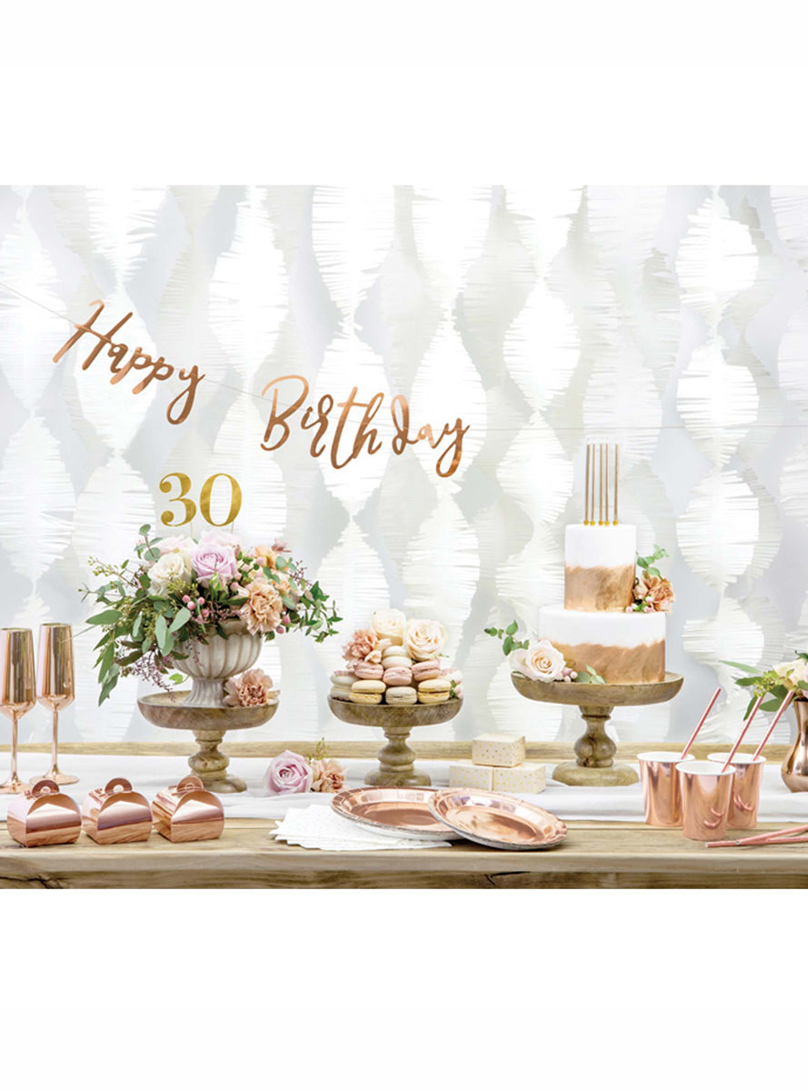 Happy Birthday 62cm Rose Gold Script Party Banner - Lifestyle Image 3