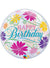 Image of Happy Birthday Floral Print 55cm Clear Bubble Balloon