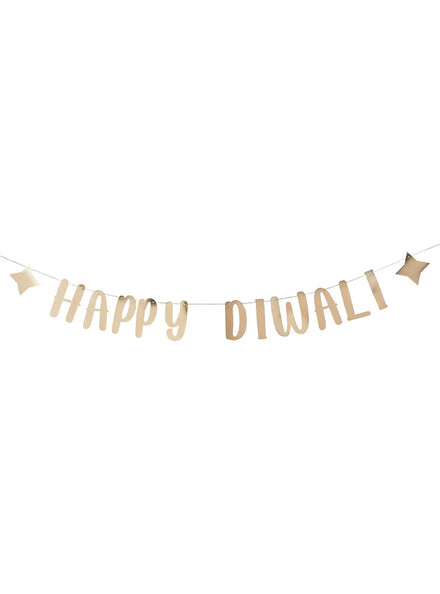 Happy Diwali 2m Long Gold Card Banner - Main Image