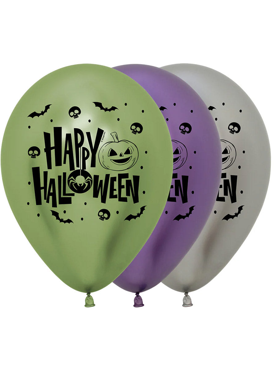 Pack of 12 Metallic Halloween Latex Balloons - Main Image