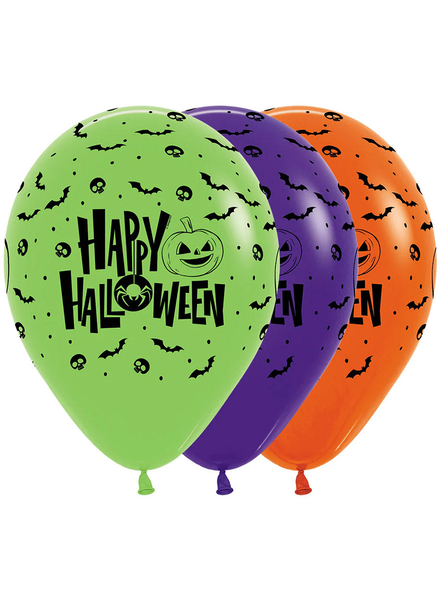 Pack of 12 Bright Colours Halloween Latex Balloons - Main Image