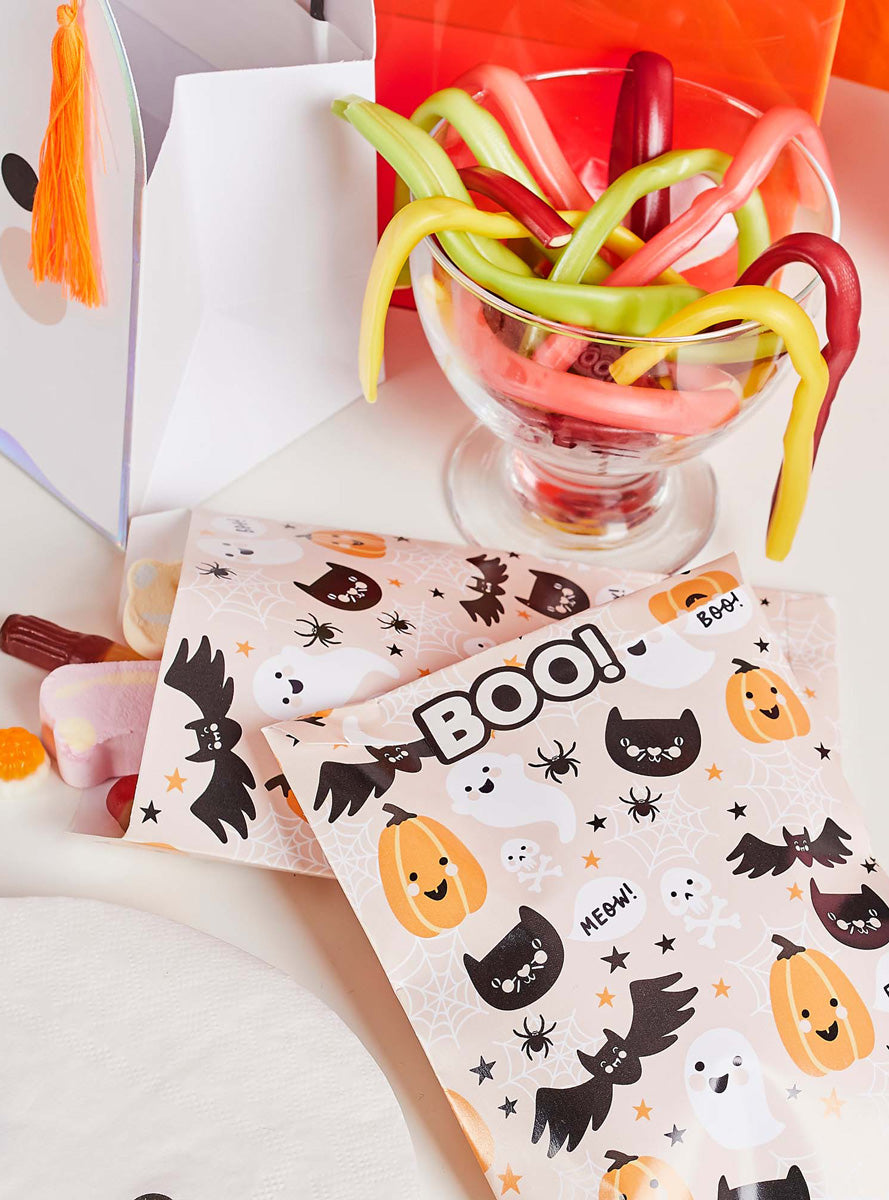 Happy Halloween 12 Pack Trick or Treat Bags with Sticker Sheet - Lifestyle Image 2