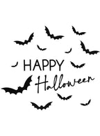 Image of Happy Halloween with Bats Door or Wall Sticker Decoration - Main Image