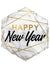 Image of Marble Look White Happy New Year 51cm Hexagon Foil Balloon