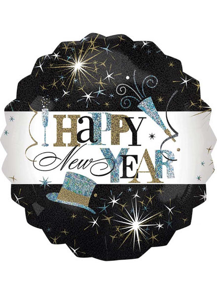 Black 71cm Jumbo Shape Happy New Year Foil Balloon