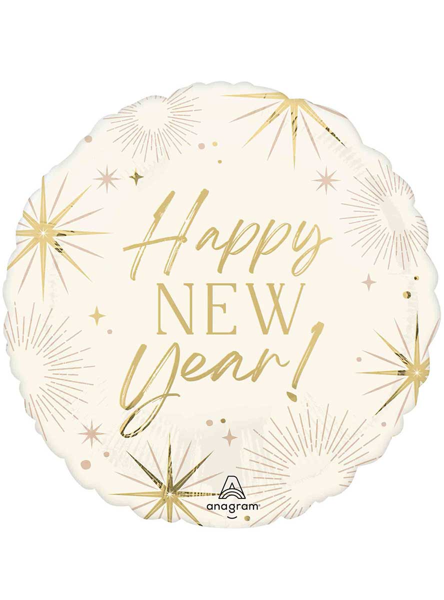 Golden Soiree 45cm Round Happy New Year Foil Balloon