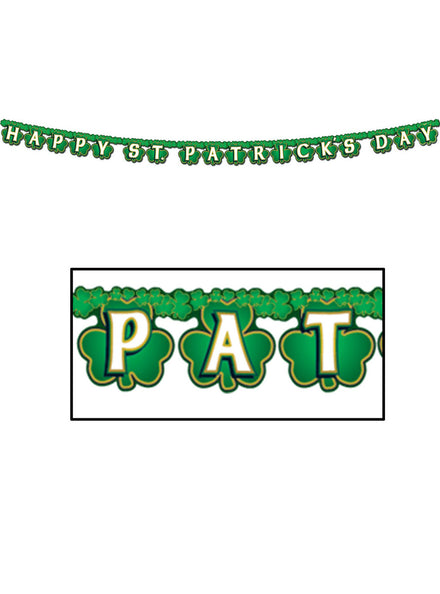 Happy St Patricks Day 205cm Long Green Shamrock Jointed Banner - Main Image