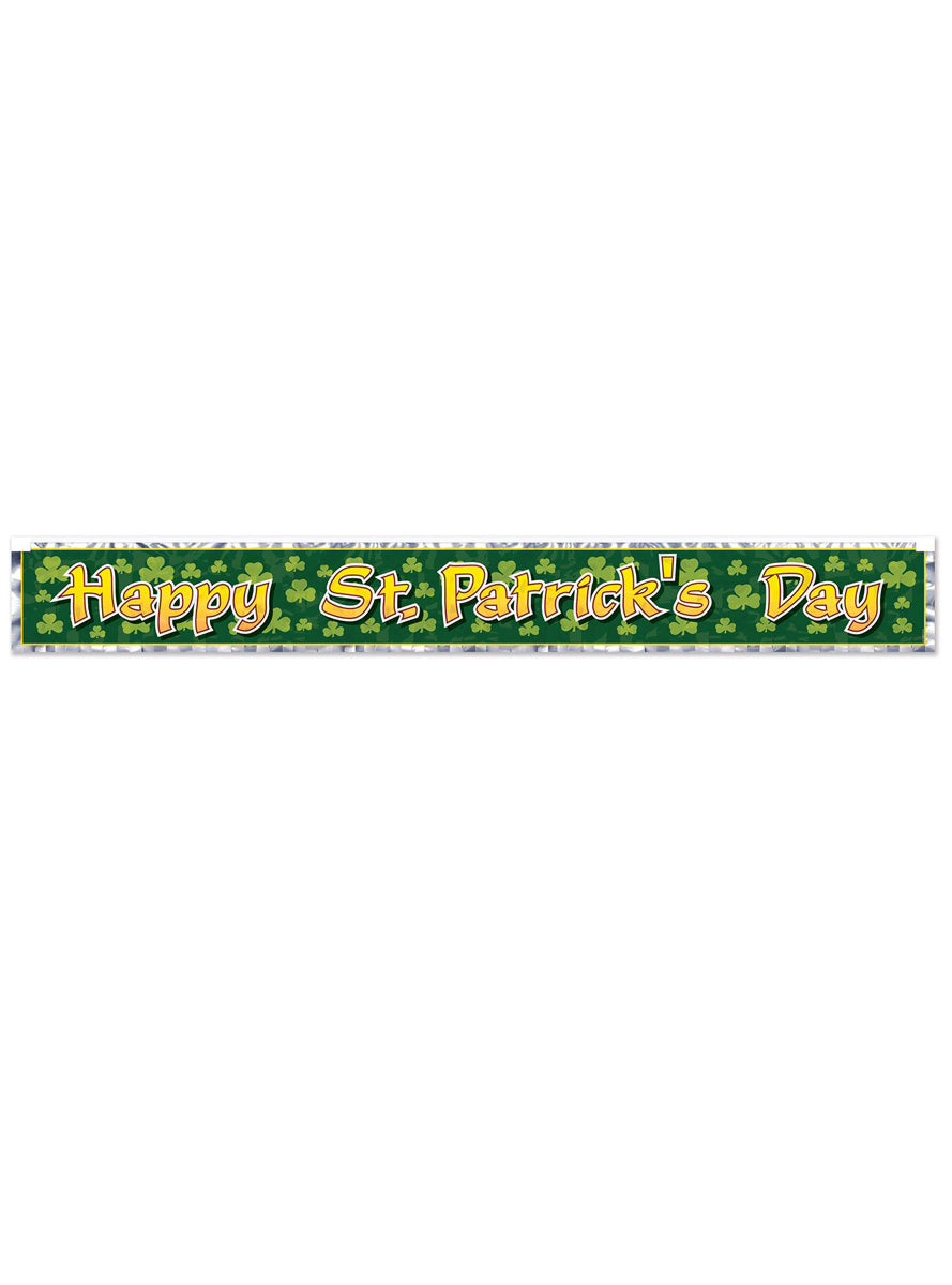 Happy St Patricks Day Green Fringe Banner Decoration - Main Image