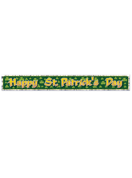 Happy St Patricks Day Green Fringe Banner Decoration - Main Image