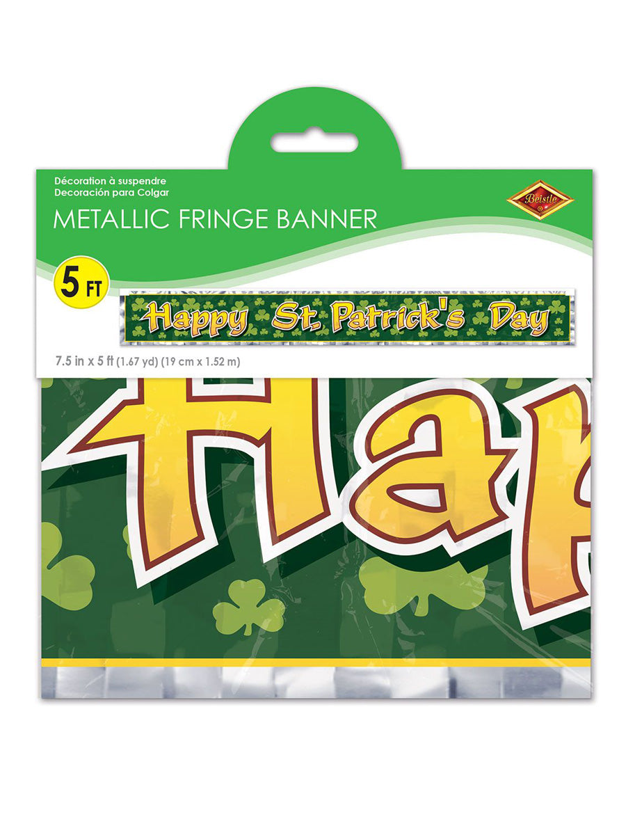 Happy St Patricks Day Green Fringe Banner Decoration - Packaging Image