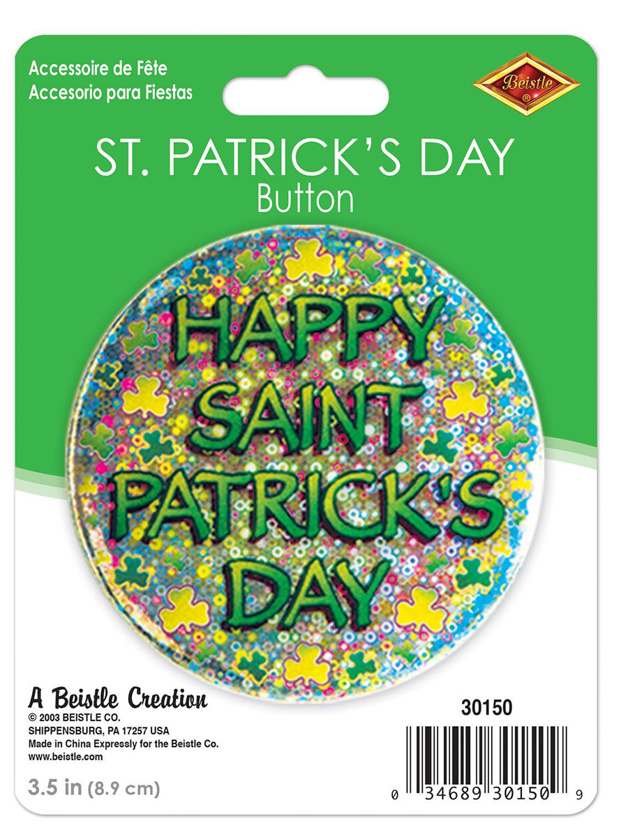 Happy St Patricks Day Holographic Badge - Packaging Image