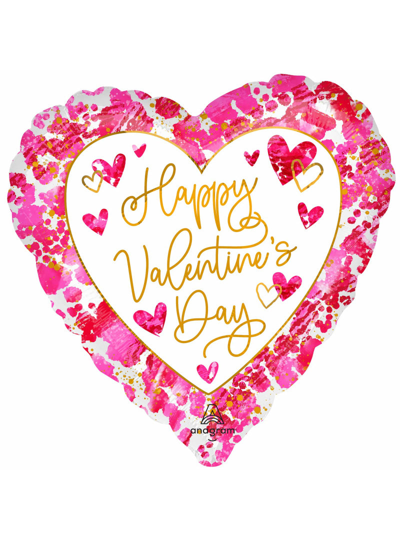 Happy Valentines Day Heartful 45cm Heart Shaped Foil Balloon - Main Image