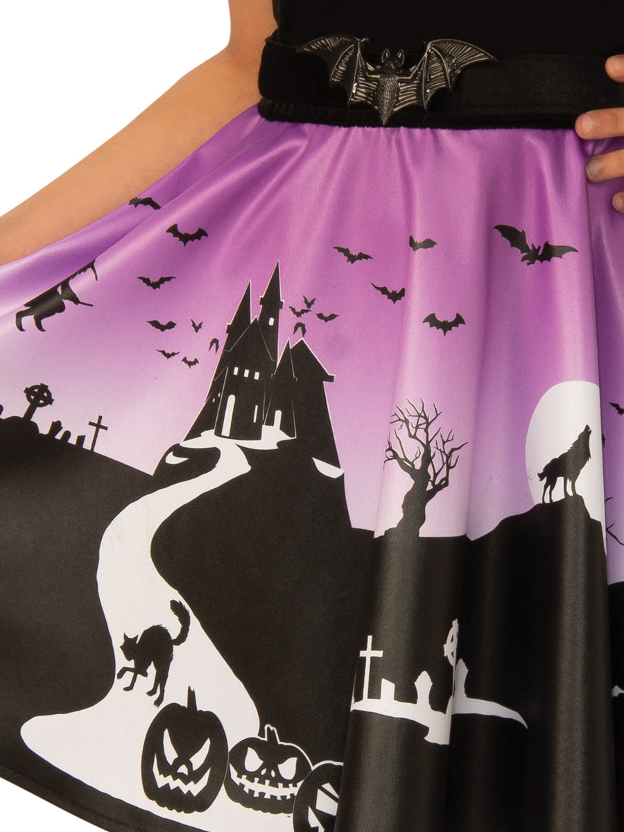Haunted House Girls Halloween Print Costume Dress and Headband Set - Close Image 2