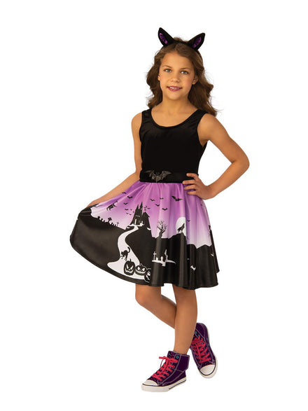 Haunted House Girls Halloween Print Costume Dress and Headband Set - Main Image