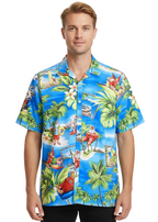Image of Hawaiian Santa Print Men's Costume Shirt - main image