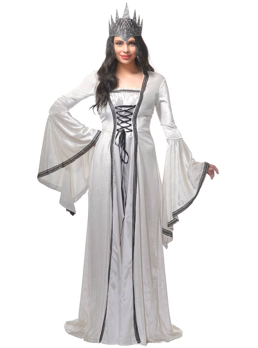 White Velveteen Medieval Costume | Plus Size Queen Costume for Women
