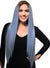 Womens Light Periwinkle Blue Long Straight Synthetic Fashion Wig with Dark Roots and T-Part Lace Front - Front Image